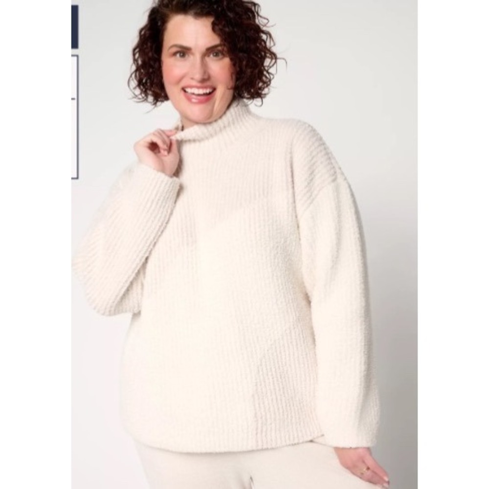 Barefoot Dreams CozyChic Sweater Stone Cream Medium New With Tags‎
